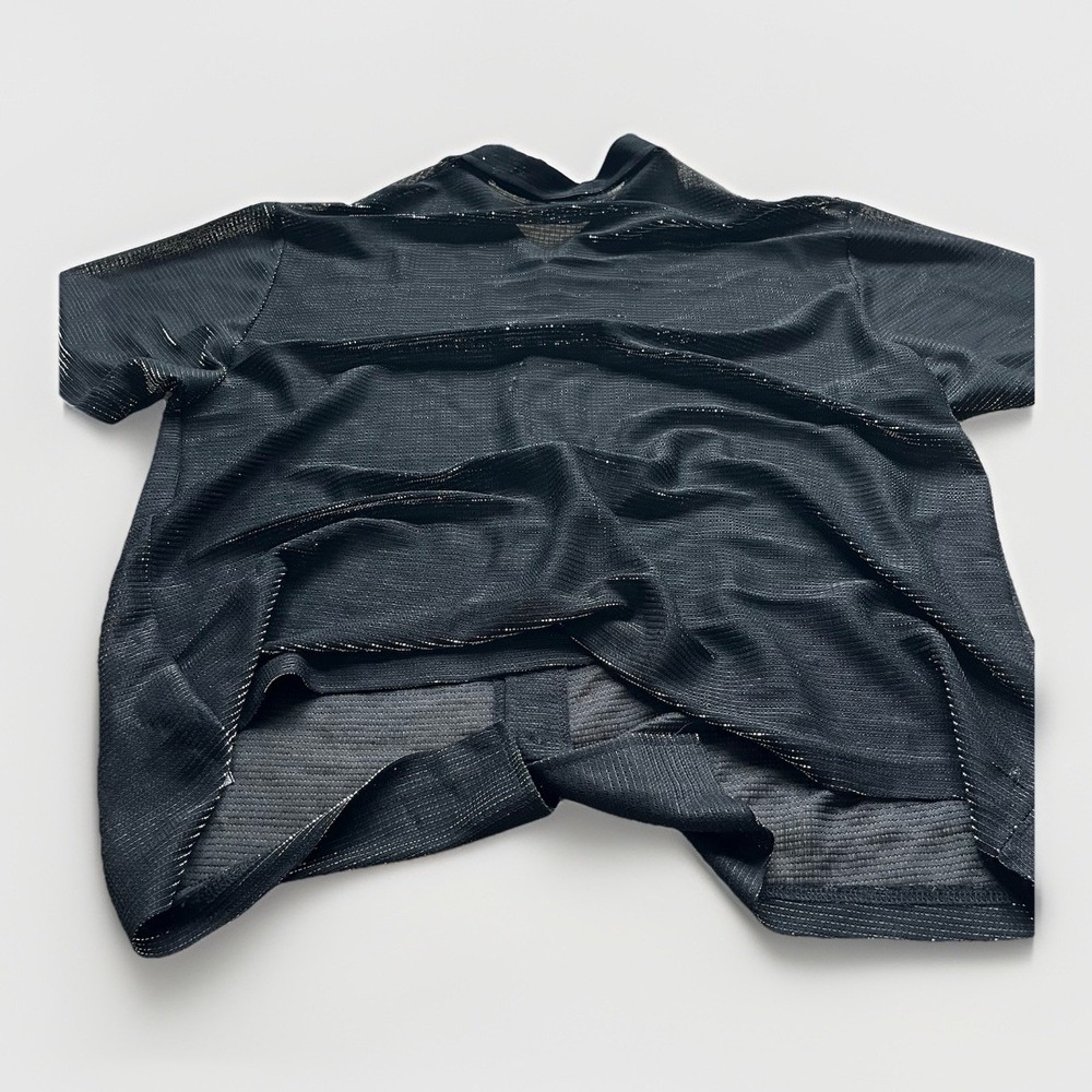 VTG YMLA Shirt Men XL‎ Party Rave Festival Club Disco Sheer Metallic Black - Picture 11 of 12
